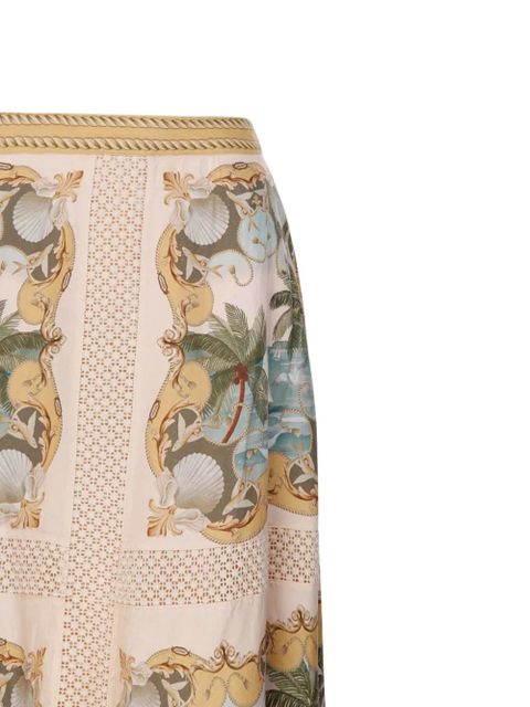 FARM Rio graphic-print crochet-panel skirt - Neutrals