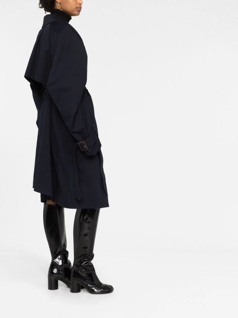 Balenciaga Twisted puff-sleeves cotton trench coat - Blue