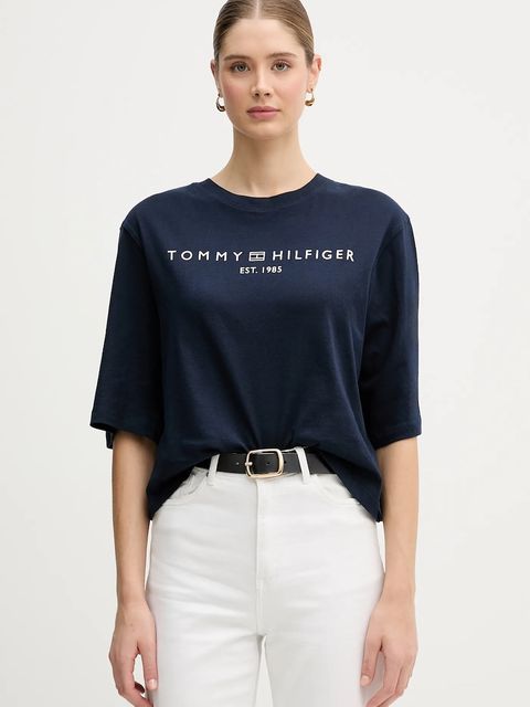Tommy Hilfiger t-shirt bawełniany damski kolor granatowy WW0WW47811 - zdjęcie produktu nr 1