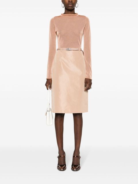 Prada logo-buckle straight faille skirt - Neutrals - zdjęcie produktu nr 2