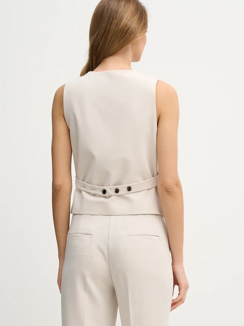 Sisley kamizelka kolor beżowy jednorzędowa 2KVXLJ00U