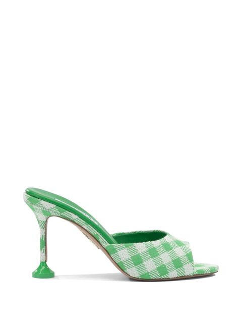 Aquazzura check-pattern open-toe mules - Green - zdjęcie produktu nr 1