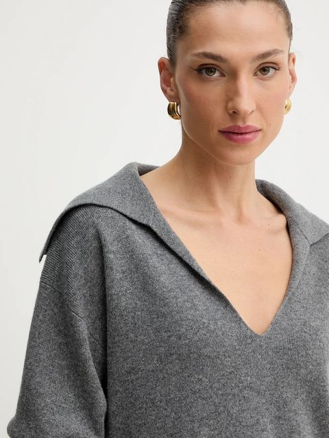 BOSS sweter wełniany kolor szary z golfem 50547882