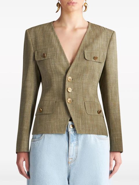 ETRO slub-effect single-breasted jacket - Green