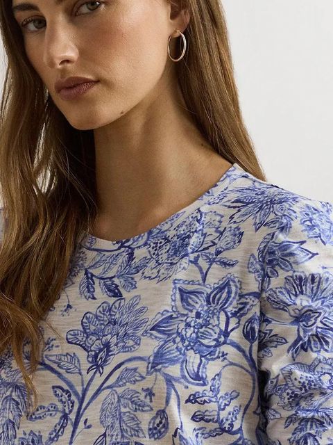 Lauren Ralph Lauren t-shirt bawełniany damski kolor niebieski 200971025