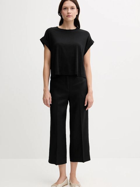 United Colors of Benetton spodnie lniane damskie kolor czarny proste high waist 4AGHDF08M - zdjęcie produktu nr 2