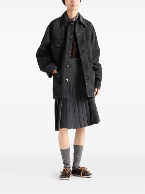 Prada leather-collar cotton jacket - Black