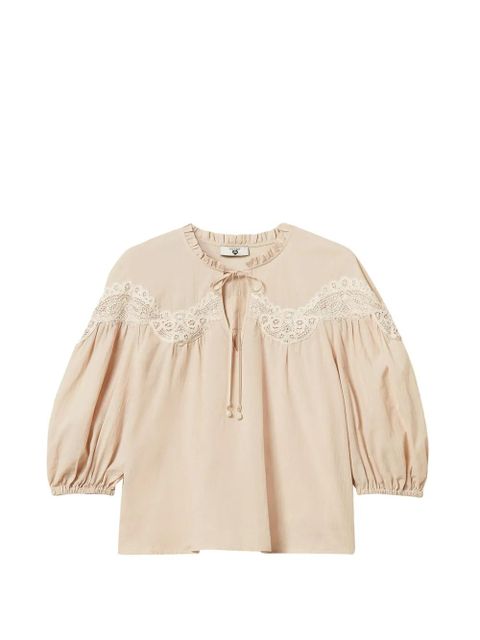 TWINSET lace-panelling blouse - Neutrals - zdjęcie produktu nr 1