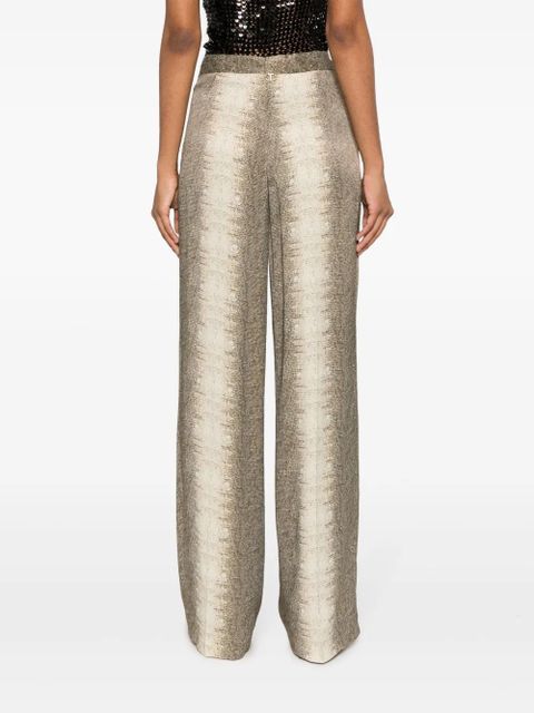 TWINSET lizard-skin effect satin trousers - Brown