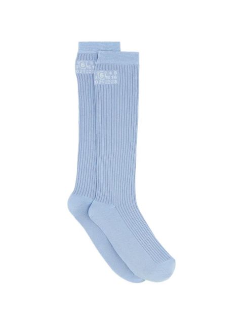 MM6 Maison Margiela ribbed logo socks - Blue - zdjęcie produktu nr 2