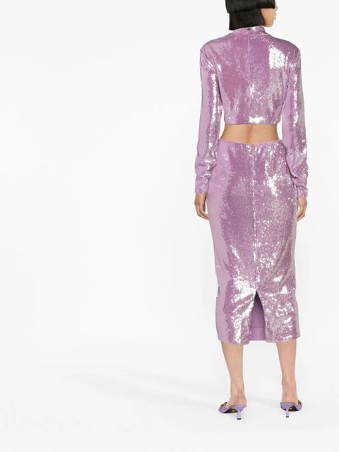 ROTATE BIRGER CHRISTENSEN sequin-embellished crop top - Purple