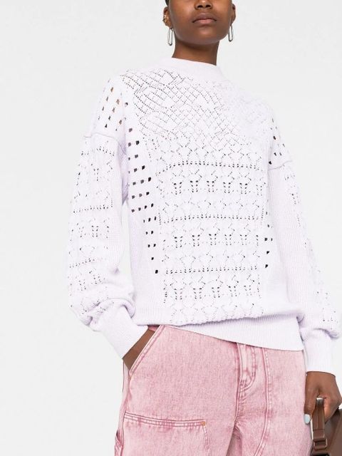 The Attico open-knit crew-neck jumper - Purple