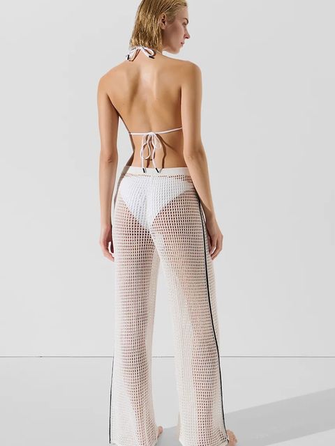 Karl Lagerfeld spodnie damskie kolor biały szerokie medium waist A2W46011 - zdjęcie produktu nr 2