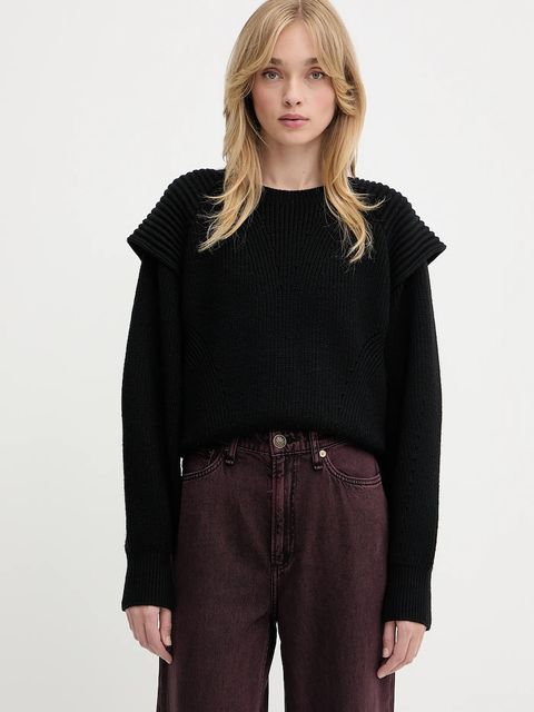 IRO sweter wełniany damski kolor czarny ciepły WF12AHANU - zdjęcie produktu nr 1