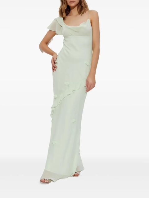 Self-Portrait floral-appliqué georgette maxi dress - Green - zdjęcie produktu nr 2