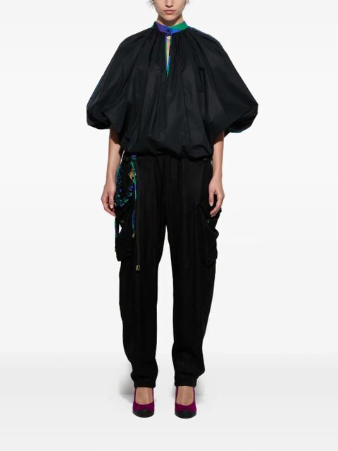 PUCCI mandarin-neck embroidered blouse - Black