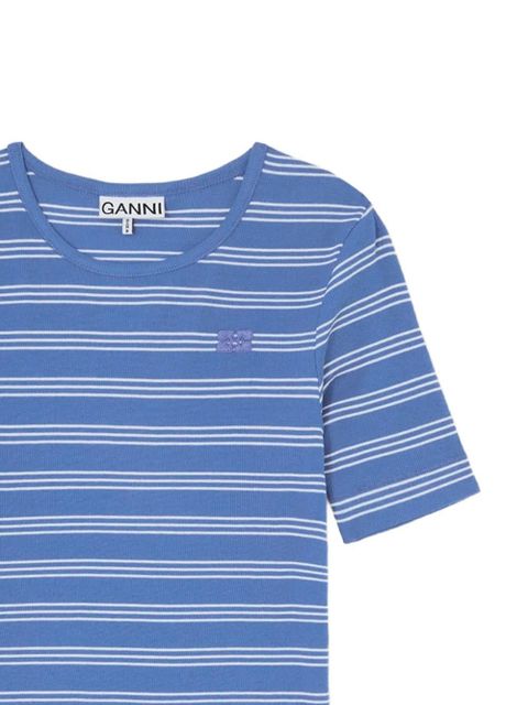 GANNI striped rib-knit T-shirt - Blue - zdjęcie produktu nr 2