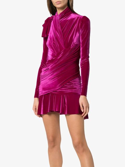 Balenciaga wrap velvet mini dress - Purple
