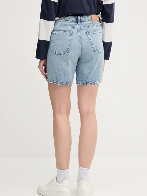 Tommy Hilfiger szorty jeansowe bawełniane damskie kolor niebieski gładkie high waist WW0WW45505 - zdjęcie produktu nr 2