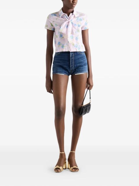 Prada floral-print batiste shirt - Pink - zdjęcie produktu nr 2