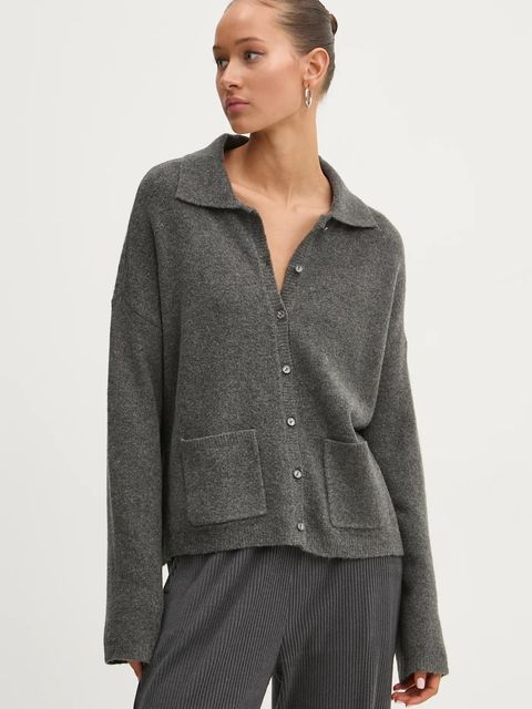 Abercrombie & Fitch kardigan z domieszką wełny kolor szary KI150-4223