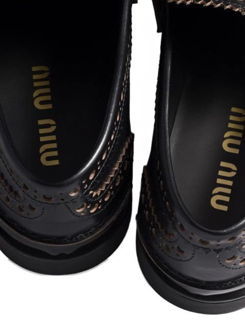 Miu Miu perforated coin-detail loafers - Black - zdjęcie produktu nr 2