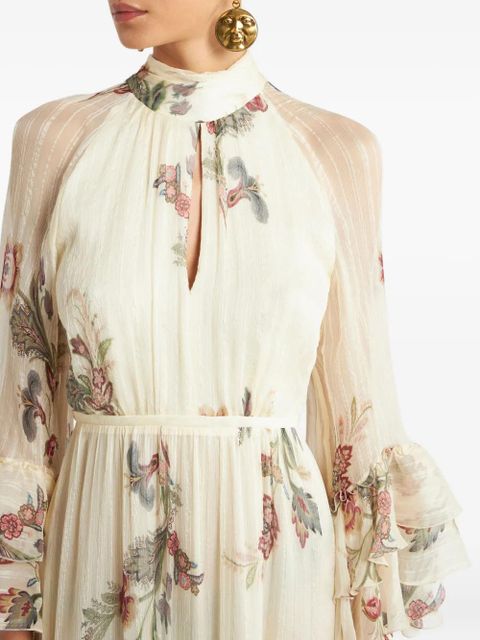 ETRO floral ruffled silk dress - Neutrals