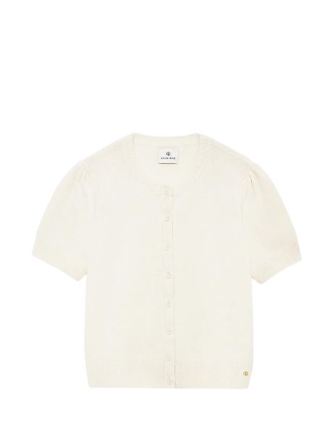 ANINE BING Gracie puff-sleeve cardigan - Neutrals - zdjęcie produktu nr 1