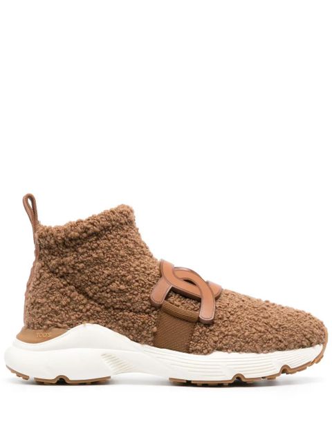 Tod's shearling logo-plaque sneakers - Brown - zdjęcie produktu nr 1