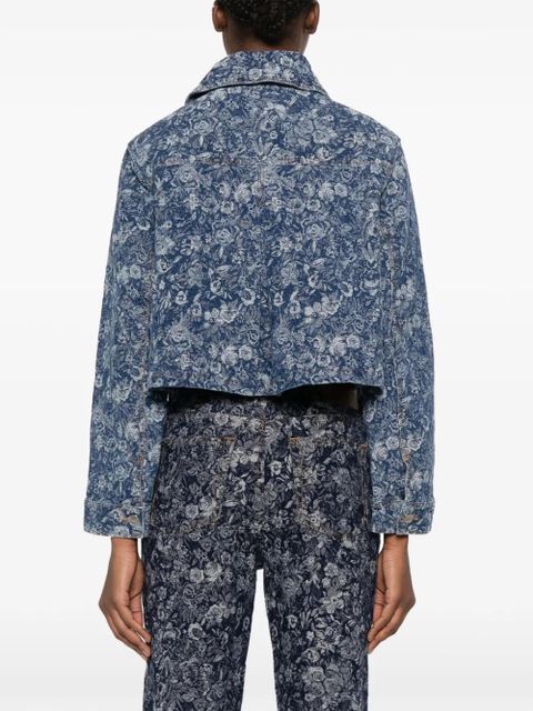 GANNI floral cropped jacket - Blue - zdjęcie produktu nr 2
