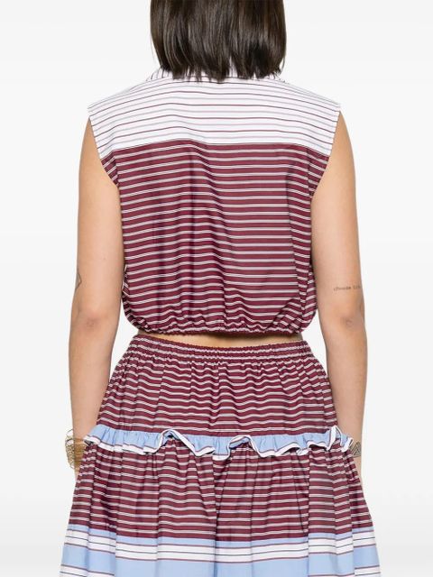 SANDRO striped tie-hem shirt - Red