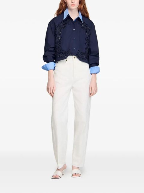 SANDRO floral embroidered shirt - Blue - zdjęcie produktu nr 2