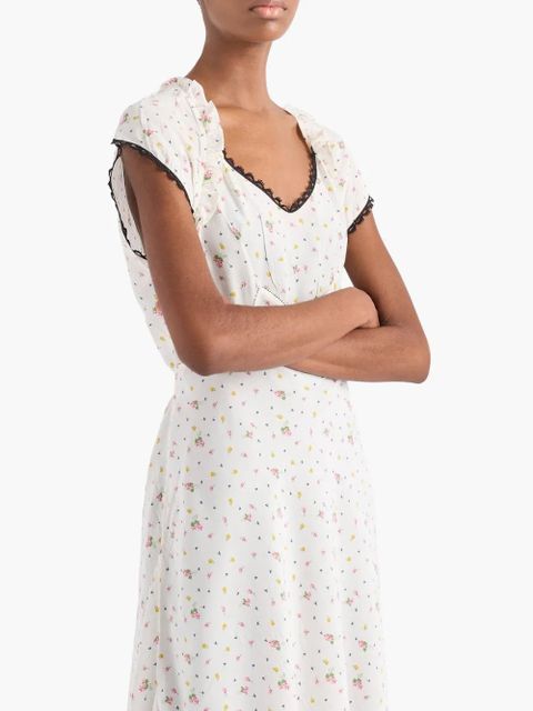Prada floral-print pongé dress - White