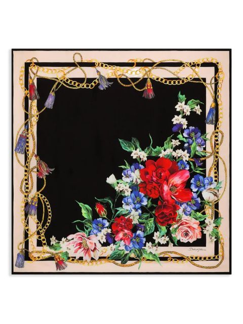 Dolce & Gabbana floral-print scarf - Black - zdjęcie produktu nr 1