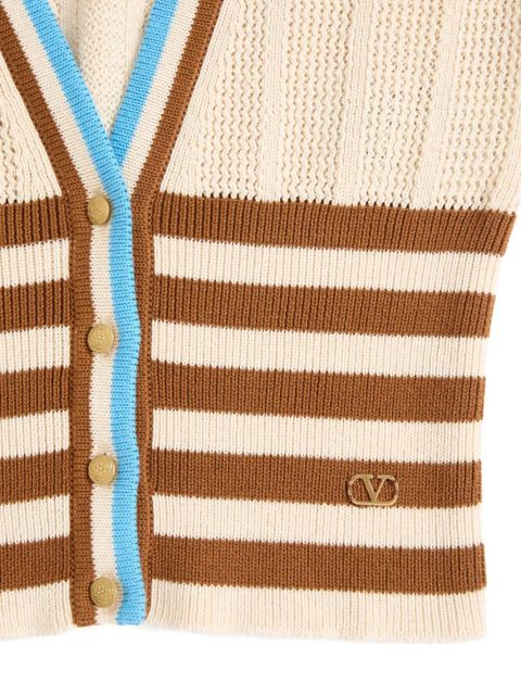 Valentino Garavani striped logo-plaque cardigan - Neutrals - zdjęcie produktu nr 2