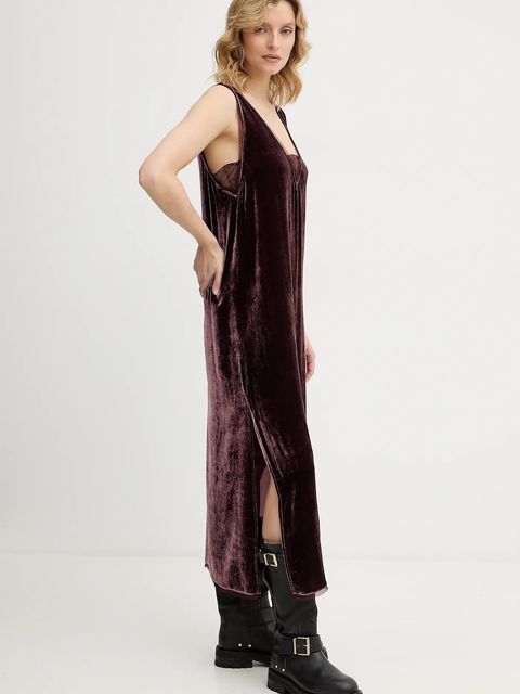 ZADIG&VOLTAIRE sukienka welurowa kolor bordowy WWDR02571 - zdjęcie produktu nr 2