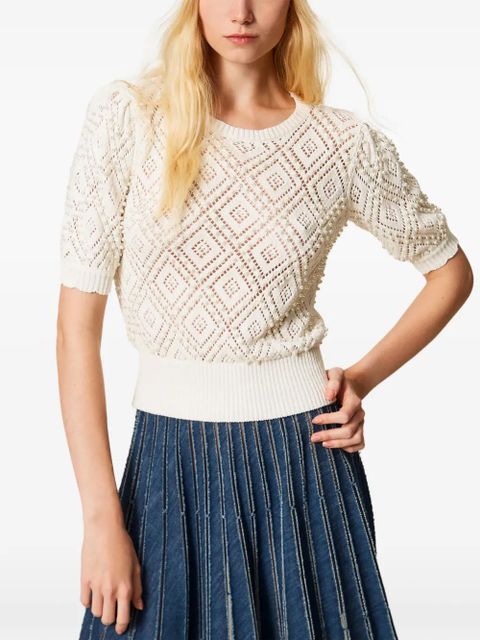 TWINSET diamond-pattern top - White - zdjęcie produktu nr 2
