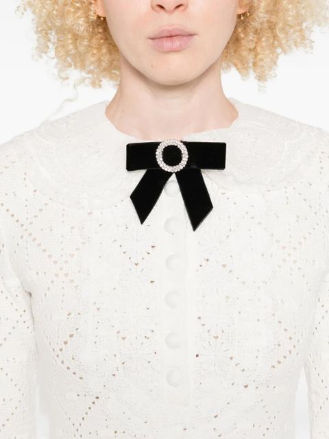 Self-Portrait bow-embellished mini dress - White