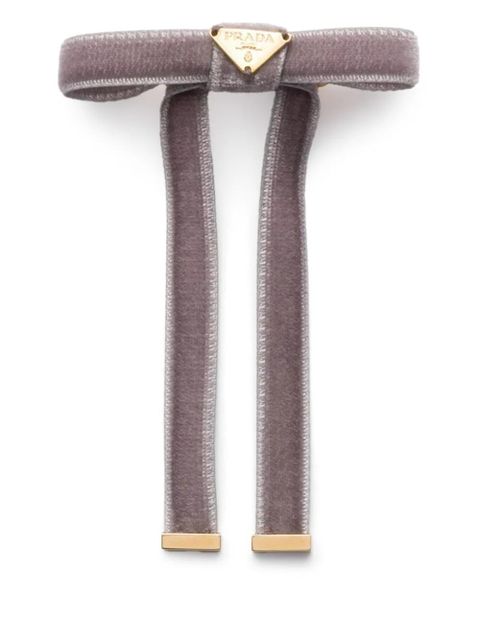 Prada logo velvet hair clip - Grey - zdjęcie produktu nr 1