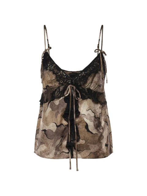 PINKO lace v-neck top - Brown - zdjęcie produktu nr 1