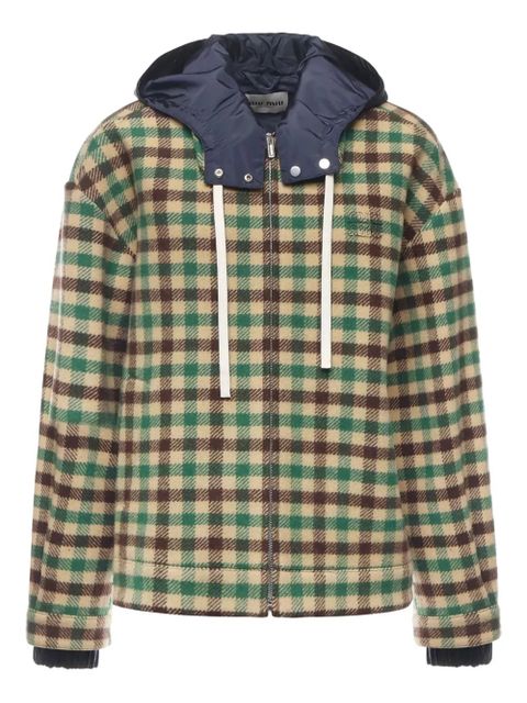 Miu Miu gingham-check hooded jacket - Green - zdjęcie produktu nr 1