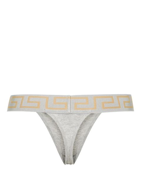 Versace Greca-waistband jersey thong - Grey - zdjęcie produktu nr 2