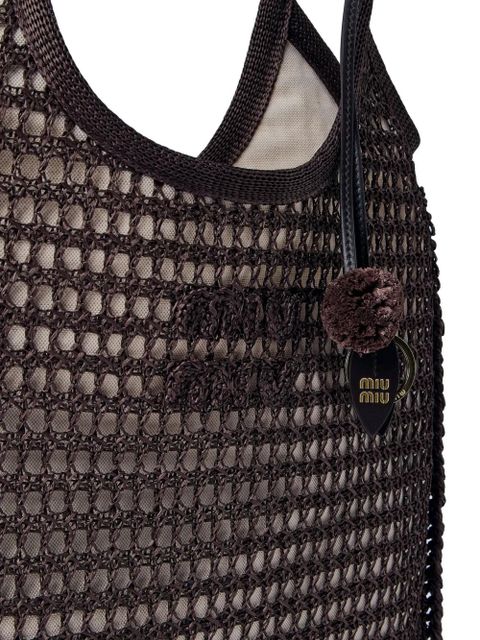 Miu Miu Ivy crochet-mesh tote bag - Brown