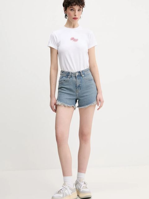 Karl Lagerfeld Jeans szorty jeansowe damskie kolor niebieski gładkie high waist A2W10088 - zdjęcie produktu nr 2