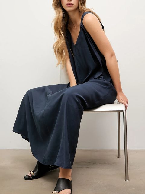 Answear.LAB sukienka kolor granatowy maxi rozkloszowana - zdjęcie produktu nr 1