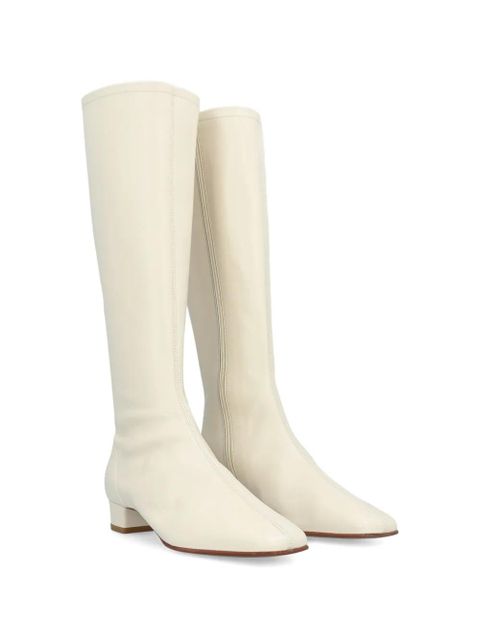 BY FAR Edie square-toe leather knee-high boots - Neutrals - zdjęcie produktu nr 2