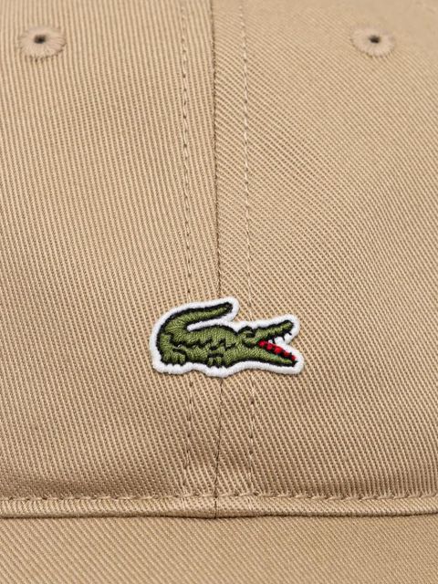 Lacoste czapka z daszkiem bawełniana kolor beżowy z aplikacją