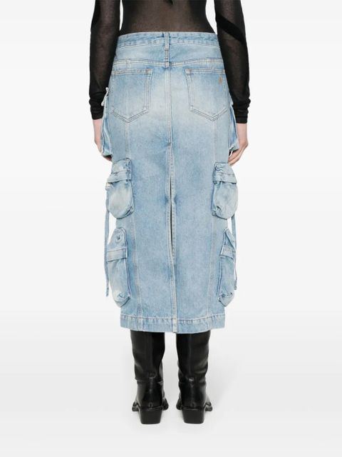 The Attico denim cargo skirt - Blue