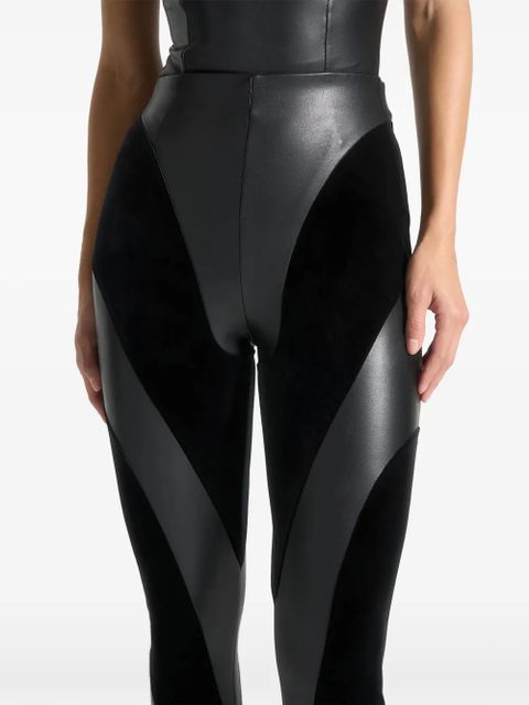 Manière De Voir velour leather contour leggings - Black