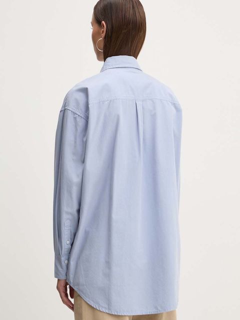 Guess Jeans koszula bawełniana damska kolor niebieski relaxed z kołnierzykiem klasycznym W4YH22 WGCF1